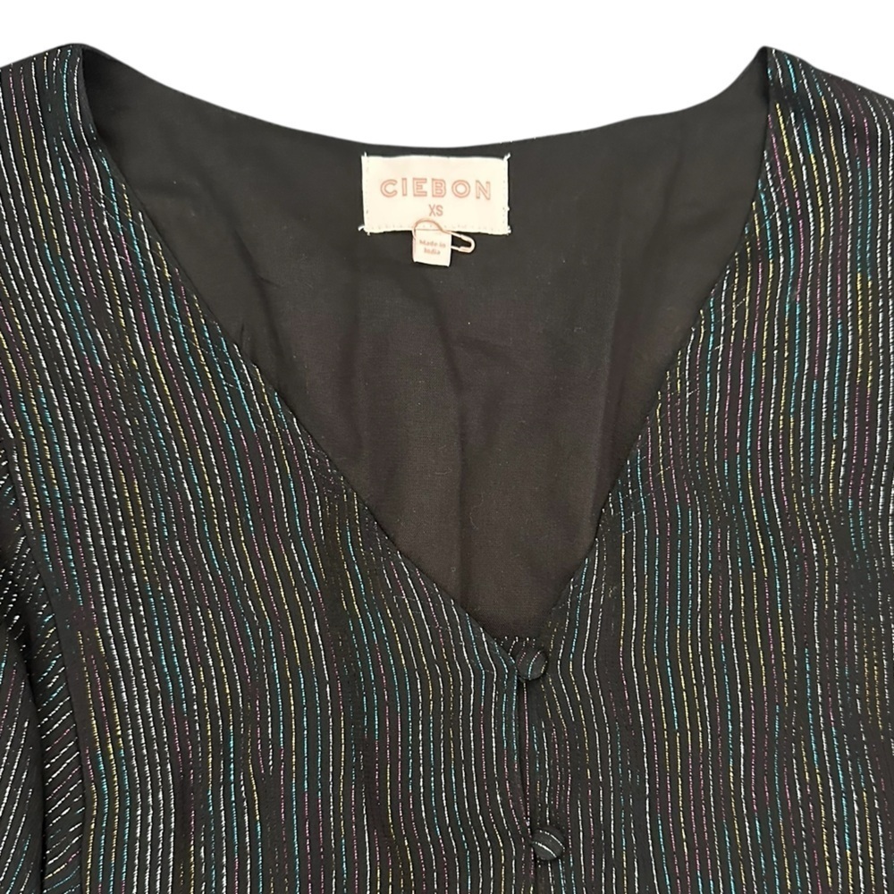 NEW CIEBON Metallic Rainbow Maxi Dress | Lame Statement Dress | 3/4 Sleeve | XS - Picture 5 of 10